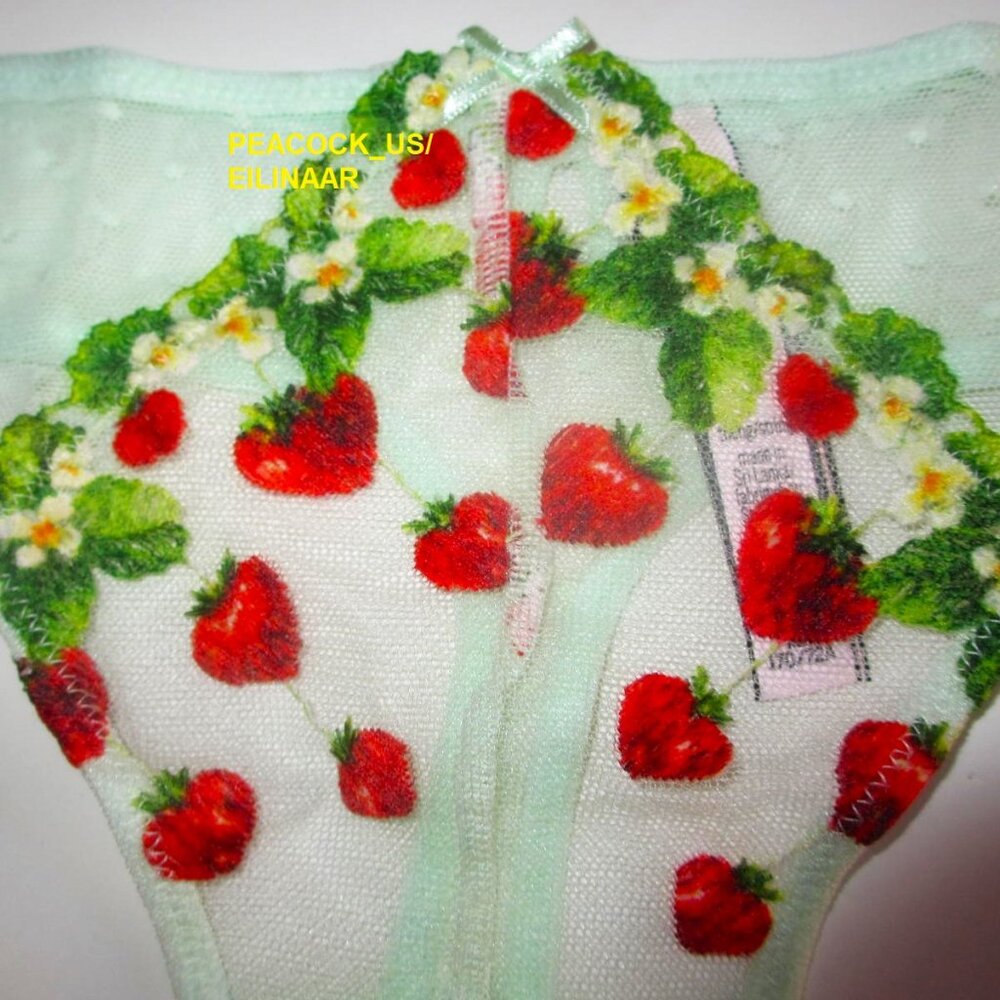 Victoria Secret Dream Angels Embroidered Strawberry Thong Panty Size S Green $34 - Picture 4 of 8